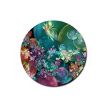 Butterflies, Bubbles, And Flowers Rubber Coaster (Round)  Front