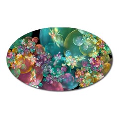 Butterflies, Bubbles, And Flowers Oval Magnet