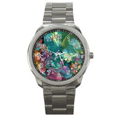 Butterflies, Bubbles, And Flowers Sport Metal Watch