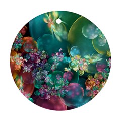 Butterflies, Bubbles, And Flowers Round Ornament (two Sides) 