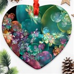 Butterflies, Bubbles, And Flowers Heart Ornament (2 Sides) Front