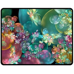 Butterflies, Bubbles, And Flowers Fleece Blanket (medium)  by WolfepawFractals