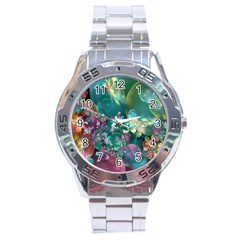 Butterflies, Bubbles, And Flowers Stainless Steel Analogue Watch by WolfepawFractals