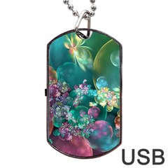 Butterflies, Bubbles, And Flowers Dog Tag Usb Flash (one Side) by WolfepawFractals