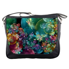 Butterflies, Bubbles, And Flowers Messenger Bags