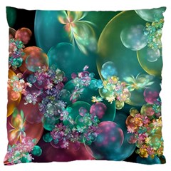 Butterflies, Bubbles, And Flowers Large Cushion Case (two Sides) by WolfepawFractals