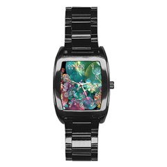 Butterflies, Bubbles, And Flowers Stainless Steel Barrel Watch