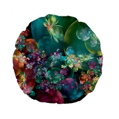 Butterflies, Bubbles, And Flowers Standard 15  Premium Flano Round Cushions by WolfepawFractals