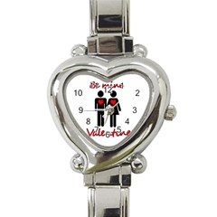 Be Mine Valentine Heart Italian Charm Watch by Valentinaart