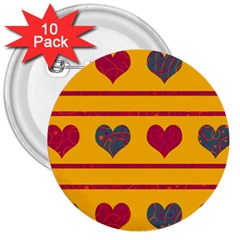 Decorative Harts Pattern 3  Buttons (10 Pack)  by Valentinaart