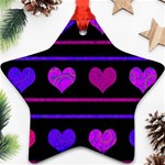 Purple and magenta harts pattern Ornament (Star)  Front