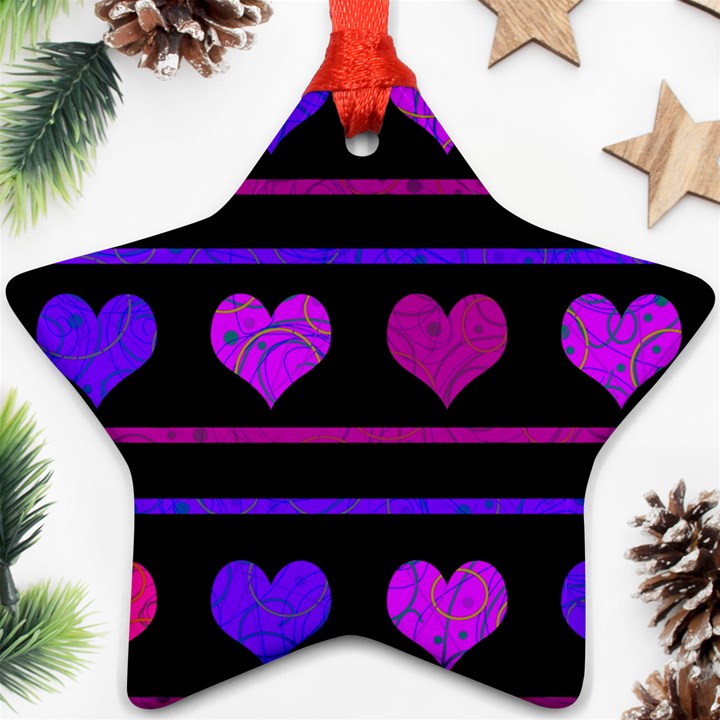 Purple and magenta harts pattern Ornament (Star) 