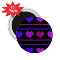 Purple and magenta harts pattern 2.25  Magnets (10 pack) 