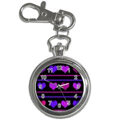 Purple and magenta harts pattern Key Chain Watches