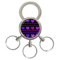 Purple and magenta harts pattern 3-Ring Key Chains