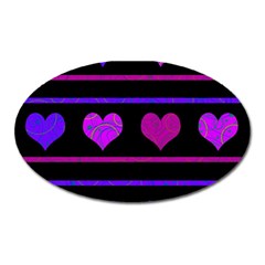 Purple and magenta harts pattern Oval Magnet