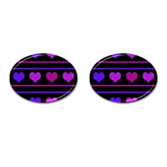 Purple and magenta harts pattern Cufflinks (Oval)