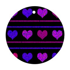 Purple and magenta harts pattern Round Ornament (Two Sides) 