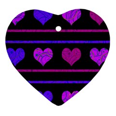 Purple and magenta harts pattern Heart Ornament (2 Sides)