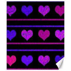 Purple and magenta harts pattern Canvas 8  x 10 