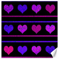 Purple and magenta harts pattern Canvas 16  x 16  