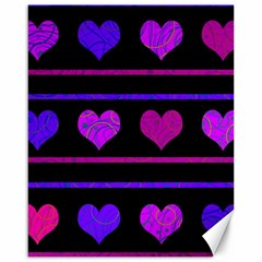 Purple and magenta harts pattern Canvas 16  x 20  