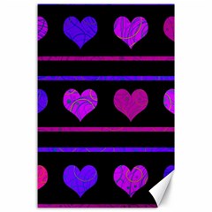 Purple and magenta harts pattern Canvas 24  x 36 