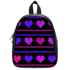 Purple and magenta harts pattern School Bags (Small) 