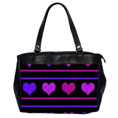 Purple and magenta harts pattern Office Handbags (2 Sides) 