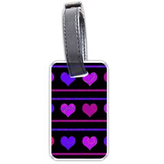 Purple and magenta harts pattern Luggage Tags (One Side) 