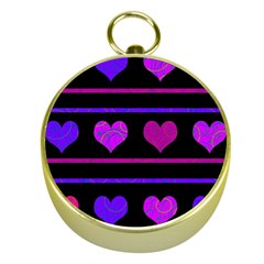 Purple and magenta harts pattern Gold Compasses