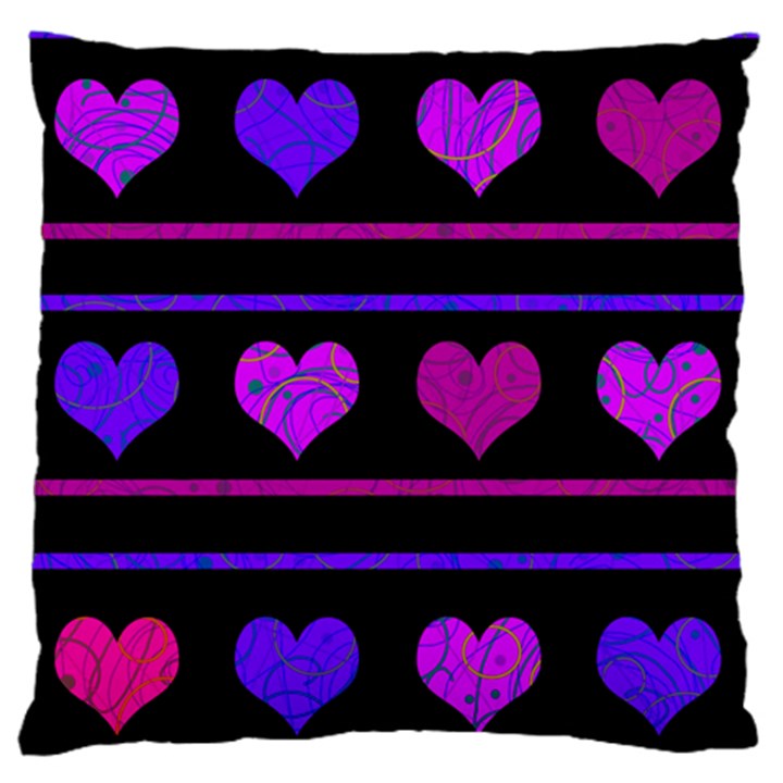 Purple and magenta harts pattern Large Flano Cushion Case (Two Sides)