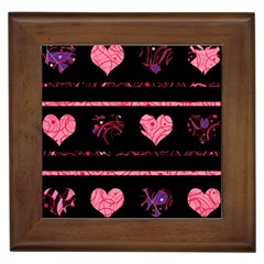 Pink Elegant Harts Pattern Framed Tiles