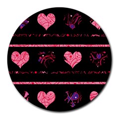 Pink Elegant Harts Pattern Round Mousepads