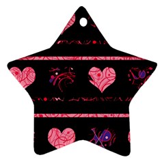 Pink Elegant Harts Pattern Ornament (star)  by Valentinaart