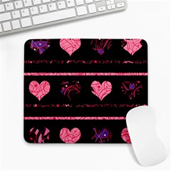 Pink Elegant Harts Pattern Large Mousepads by Valentinaart