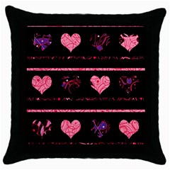 Pink Elegant Harts Pattern Throw Pillow Case (black)