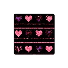 Pink Elegant Harts Pattern Square Magnet by Valentinaart