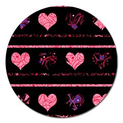 Pink Elegant Harts Pattern Magnet 5  (round) by Valentinaart