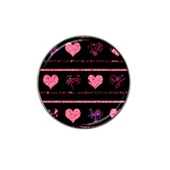 Pink Elegant Harts Pattern Hat Clip Ball Marker