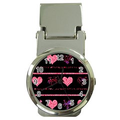 Pink Elegant Harts Pattern Money Clip Watches