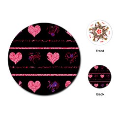 Pink Elegant Harts Pattern Playing Cards (round)  by Valentinaart