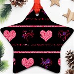 Pink elegant harts pattern Star Ornament (Two Sides)  Back