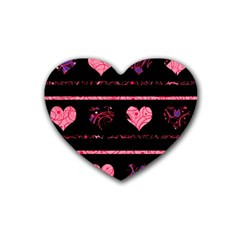 Pink Elegant Harts Pattern Heart Coaster (4 Pack) 