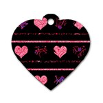 Pink elegant harts pattern Dog Tag Heart (One Side) Front