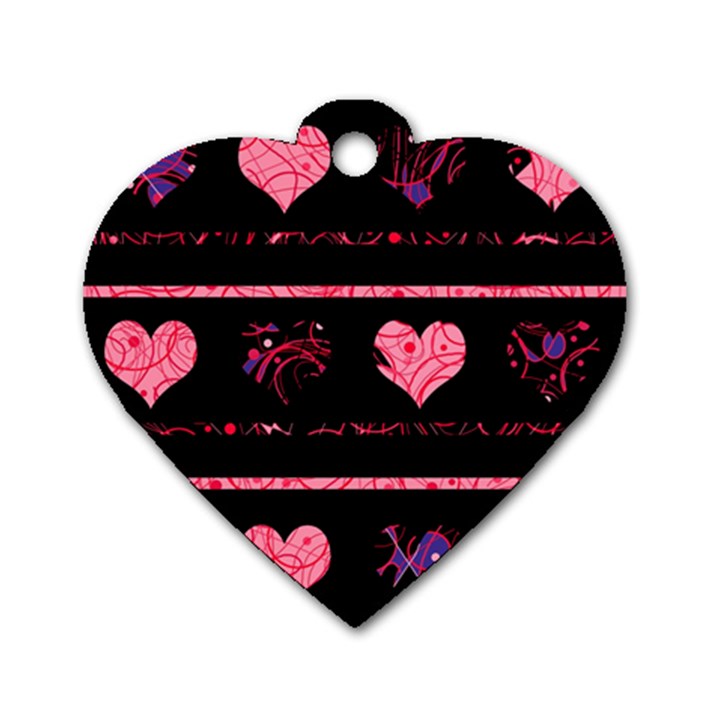 Pink elegant harts pattern Dog Tag Heart (One Side)