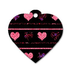 Pink Elegant Harts Pattern Dog Tag Heart (two Sides) by Valentinaart