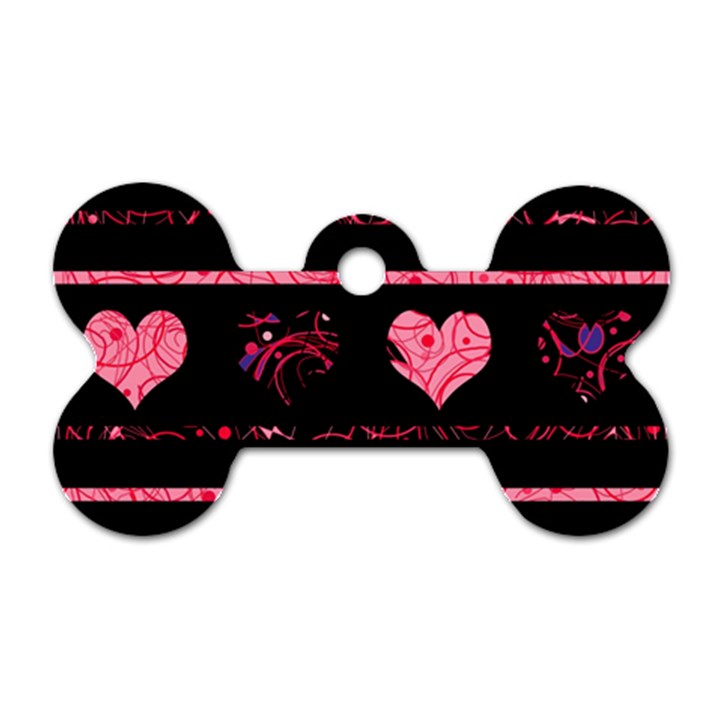 Pink elegant harts pattern Dog Tag Bone (One Side)