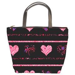 Pink Elegant Harts Pattern Bucket Bags