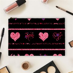 Pink Elegant Harts Pattern Cosmetic Bag (large)  by Valentinaart